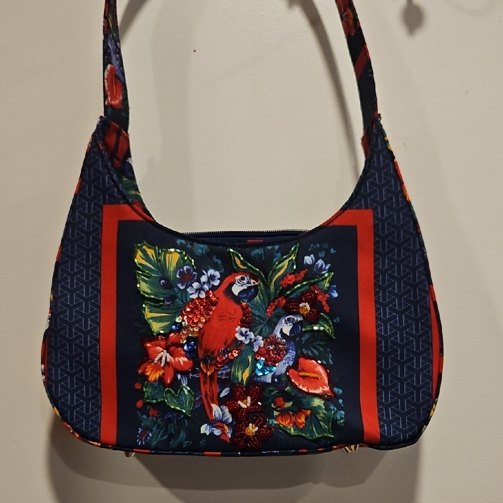 Floral Parrot Print Women's Bag